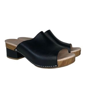 DANSKO Maci Black Leather Open Toe Mule Clog Slide Sandal Shoe Size 40